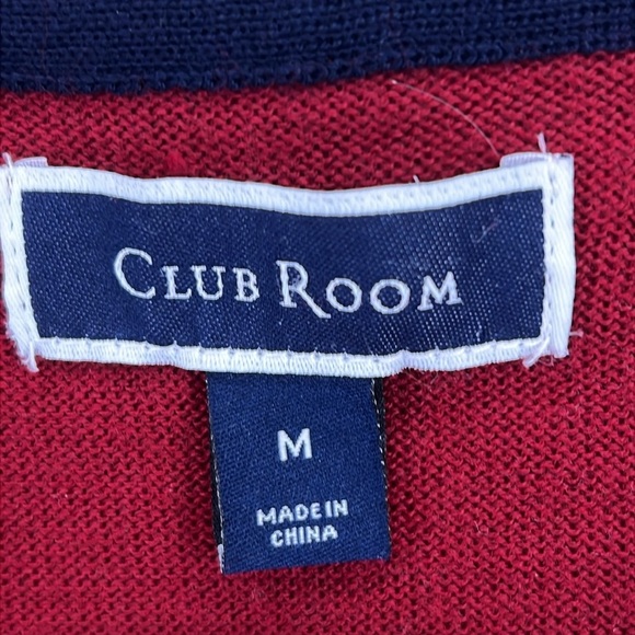 Club Room Men’s Sweater Size M Red V-Neck Pullover Wool/Acrylic Blend - Picture 2 of 12